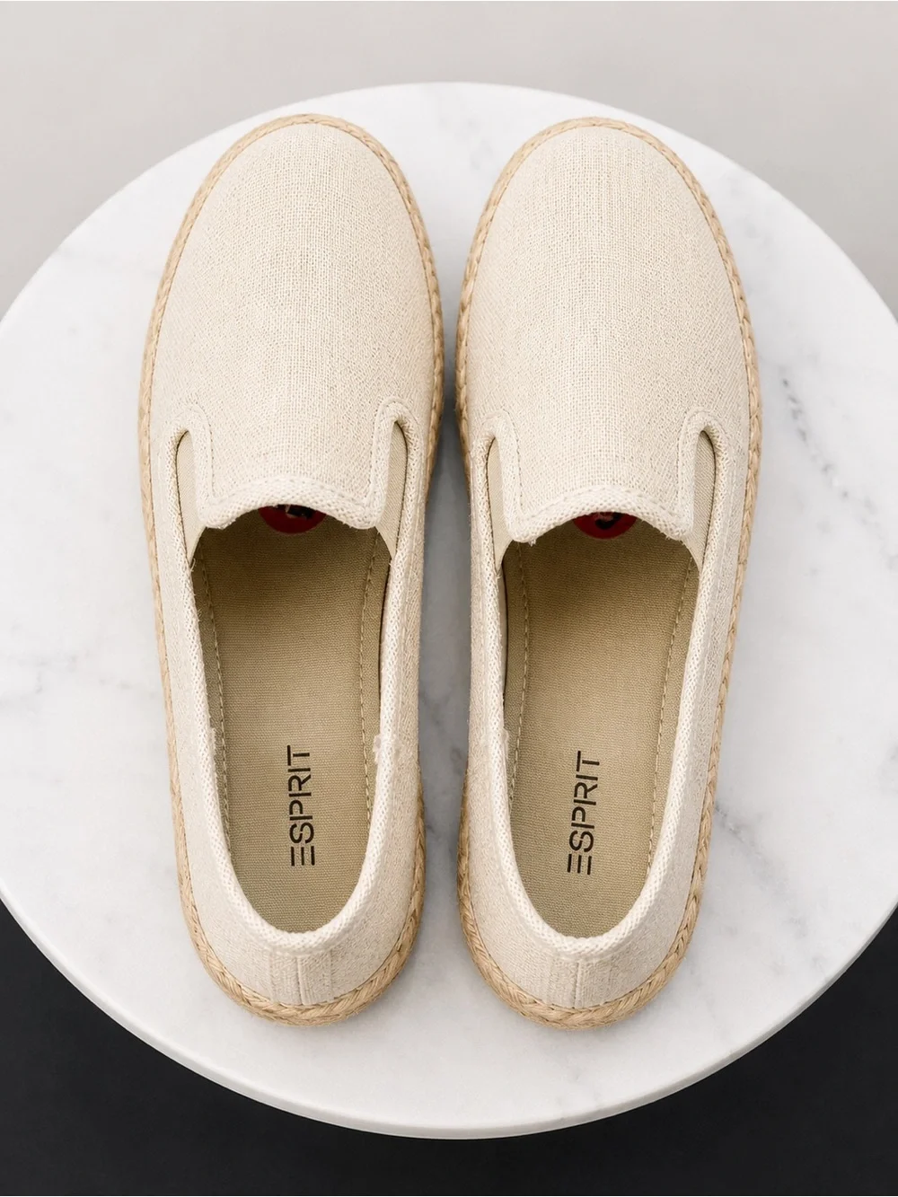 Esprit Linen Canvas Espadrille Slip On Flats Natural Beige Size 7.5 NWT